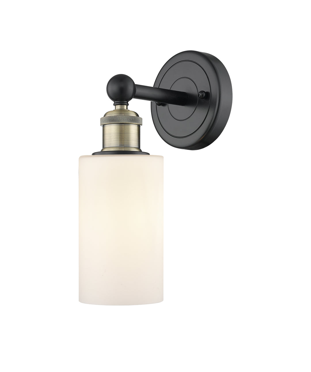 Innovations Lighting Clymer 4" Sconce - Black Antique Brass Wall Sconces Innovations Lighting Matte White ; Glass Type: White  