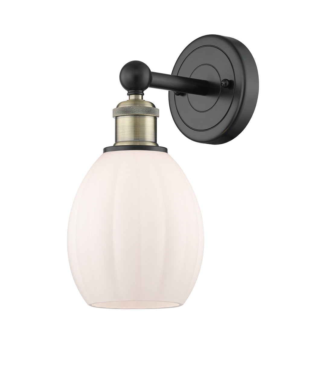 Innovations Lighting Eaton 5.5" Sconce - Black Antique Brass Wall Sconces Innovations Lighting Matte White ; Glass Type: White; Ribbed  