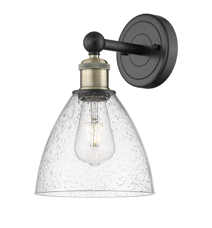 Innovations Lighting Bristol 7.5" Sconce - Black Antique Brass Wall Sconces Innovations Lighting Seedy ; Glass Type: Seeded  