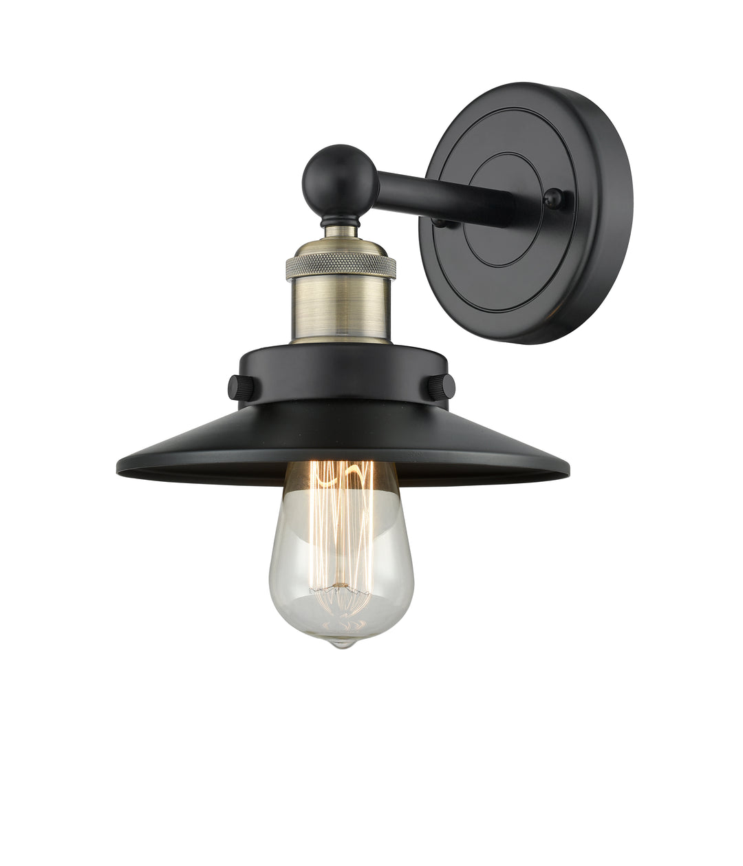 Innovations Lighting Railroad 8" Sconce - Black Antique Brass Wall Sconces Innovations Lighting   