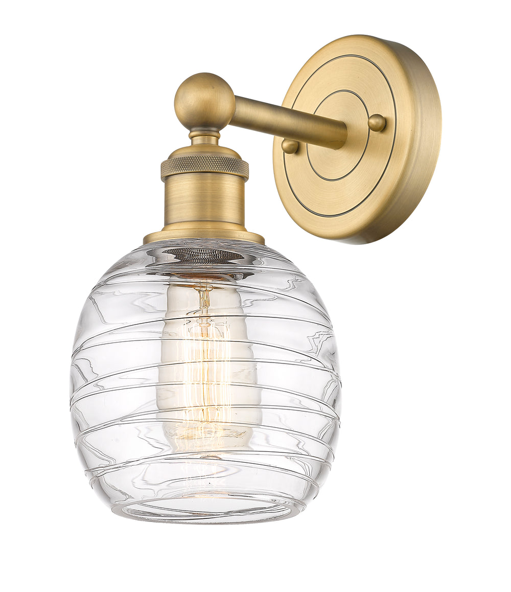 Innovations Lighting Belfast 6" Sconce - Brushed Brass Wall Sconces Innovations Lighting Deco Swirl ; Glass Type: Clear  