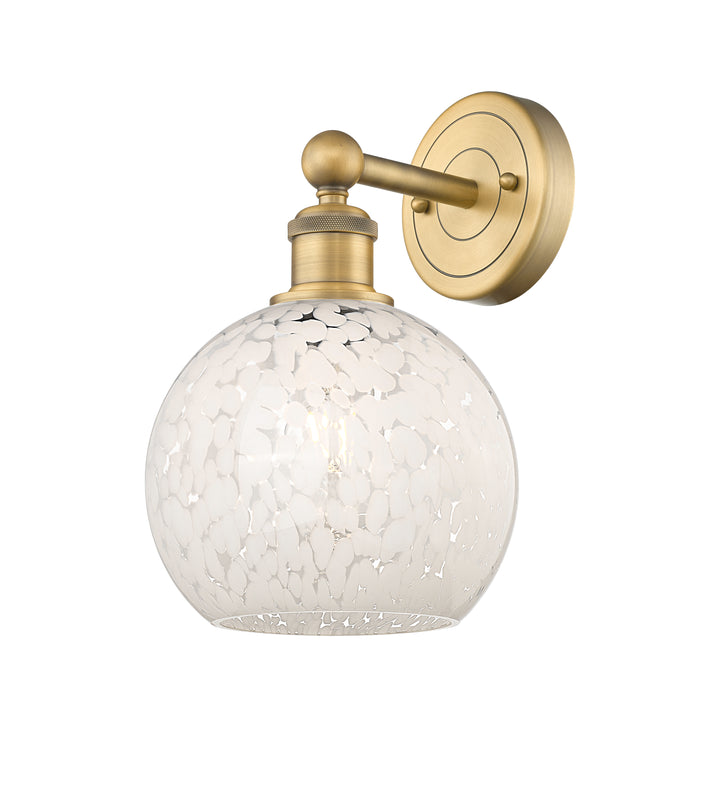 Innovations Lighting White Mouchette 8" Sconce - Brushed Brass Wall Sconces Innovations Lighting White Mouchette ; Glass Type: White  