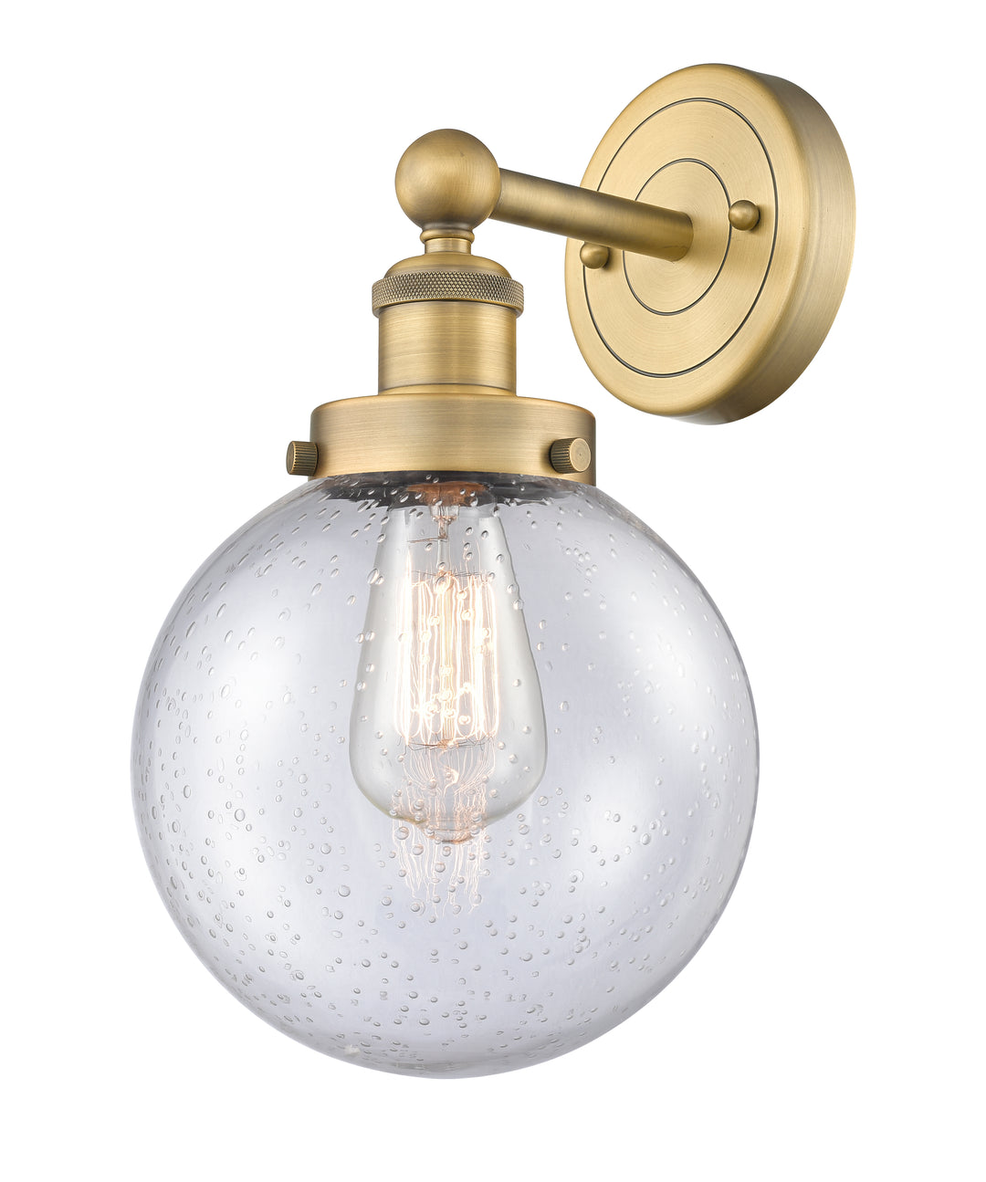 Innovations Lighting Beacon 8" Sconce - Brushed Brass Wall Sconces Innovations Lighting Seedy ; Glass Type: Seedy  