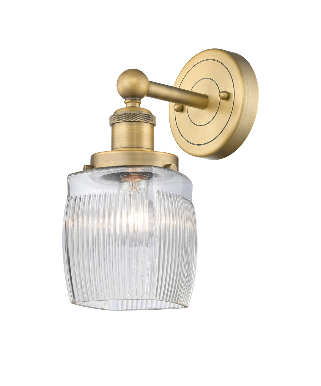 Innovations Lighting Colton 6" Sconce - Brushed Brass Wall Sconces Innovations Lighting Clear Halophane ; Glass Type: Transparent; Ribbed  