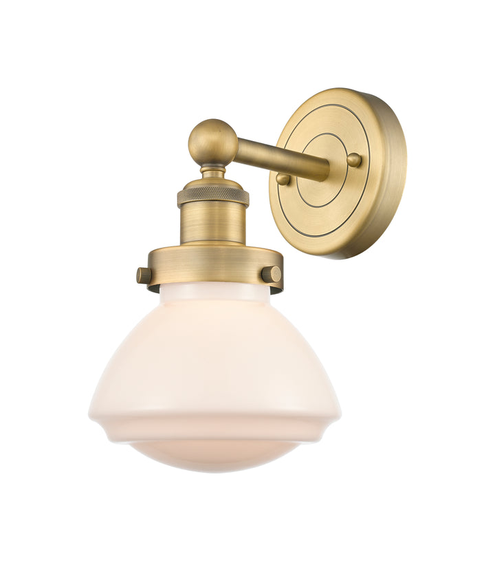 Innovations Lighting Olean 6.75" Sconce - Brushed Brass Wall Sconces Innovations Lighting Matte White ; Glass Type: Frosted; Ribbed  