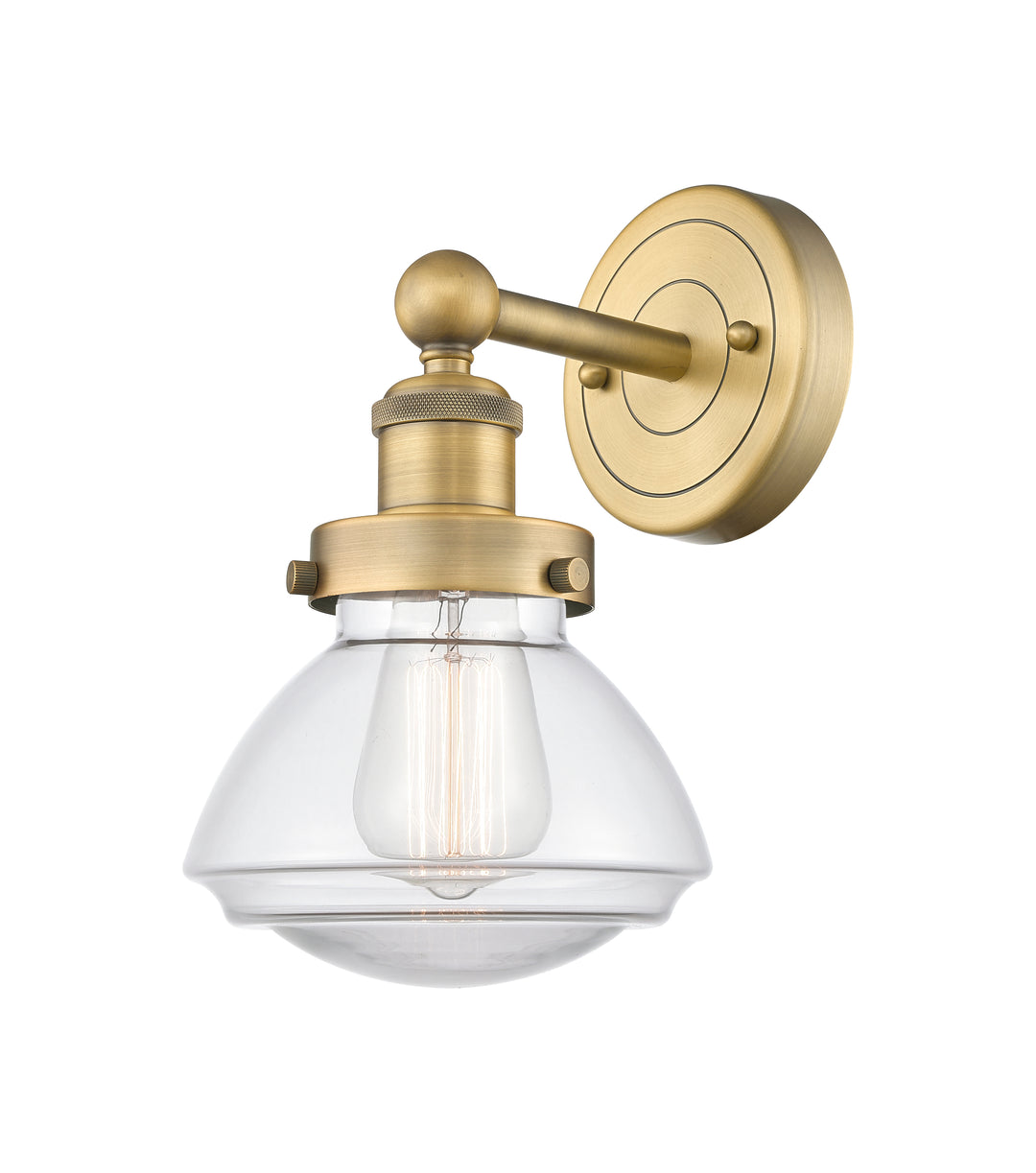 Innovations Lighting Olean 6.75" Sconce - Brushed Brass Wall Sconces Innovations Lighting Clear ; Glass Type: Transparent; Ribbed  