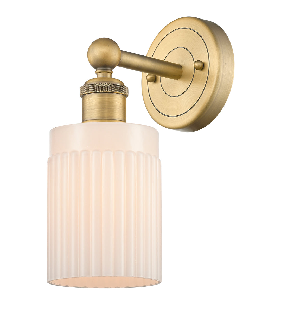 Innovations Lighting Hadley 5" Sconce - Brushed Brass Wall Sconces Innovations Lighting Matte White ; Glass Type: White; Ribbed  