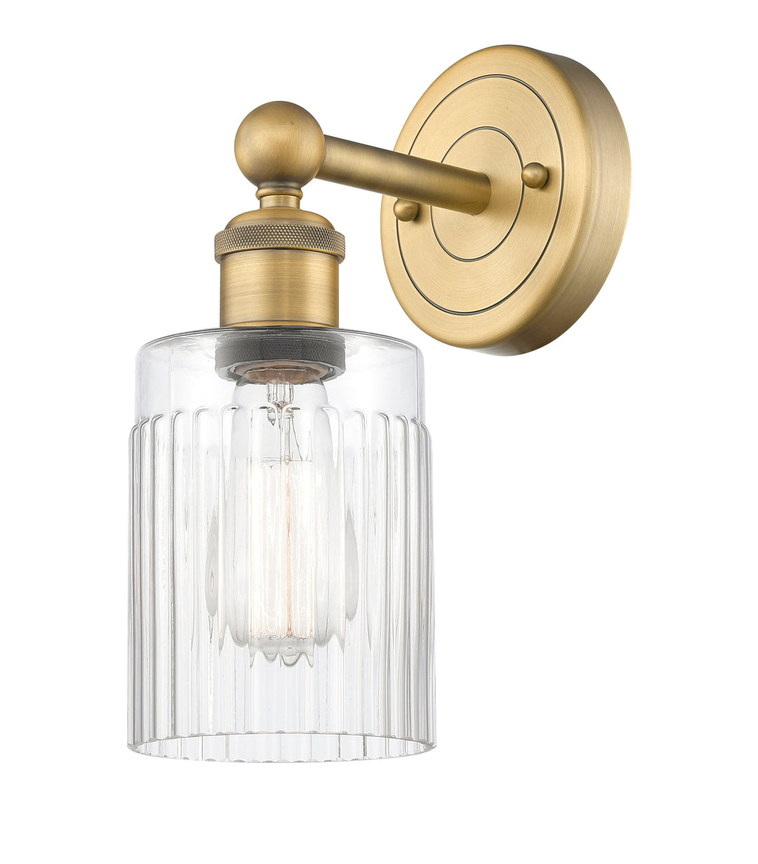 Innovations Lighting Hadley 5" Sconce - Brushed Brass Wall Sconces Innovations Lighting Clear ; Glass Type: Clear; Ribbed  