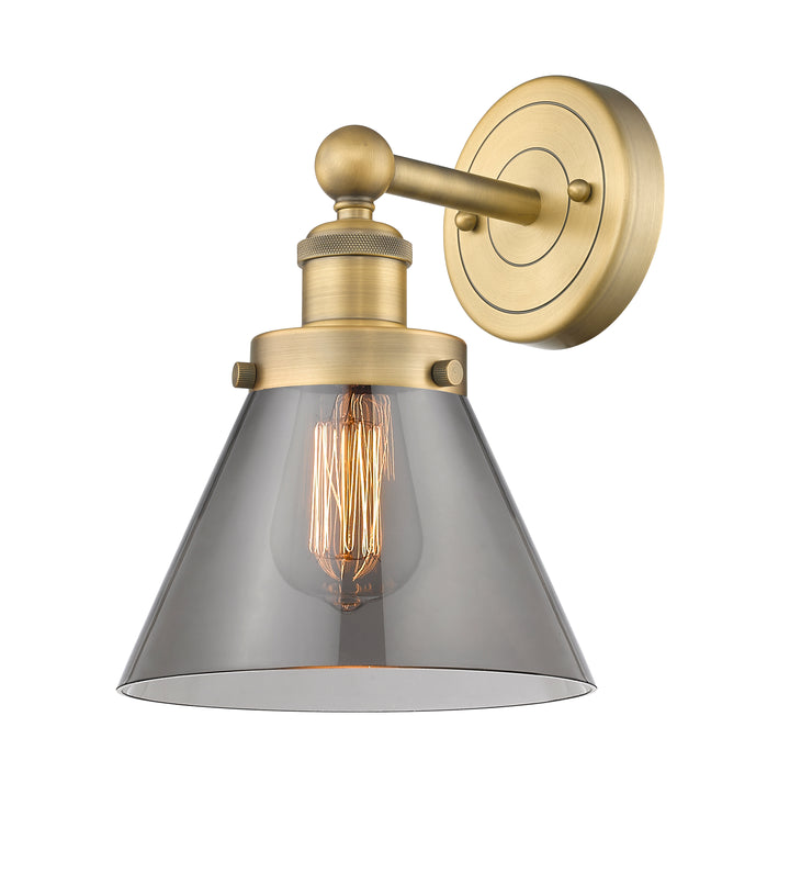 Innovations Lighting Cone 8" Sconce - Brushed Brass Wall Sconces Innovations Lighting Light Smoke ; Glass Type: Colorful  