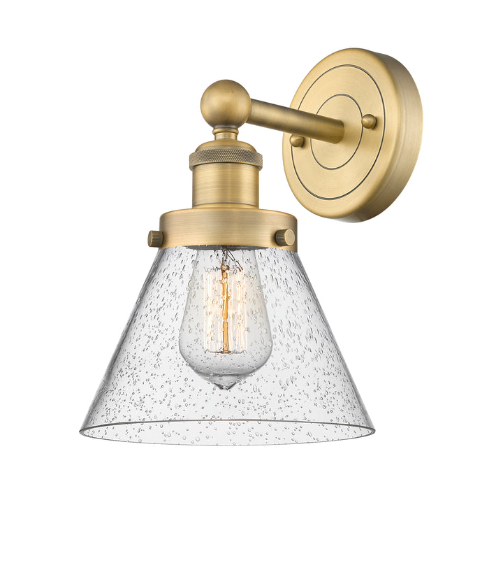 Innovations Lighting Cone 8" Sconce - Brushed Brass Wall Sconces Innovations Lighting Seedy ; Glass Type: Seedy; Ribbed  