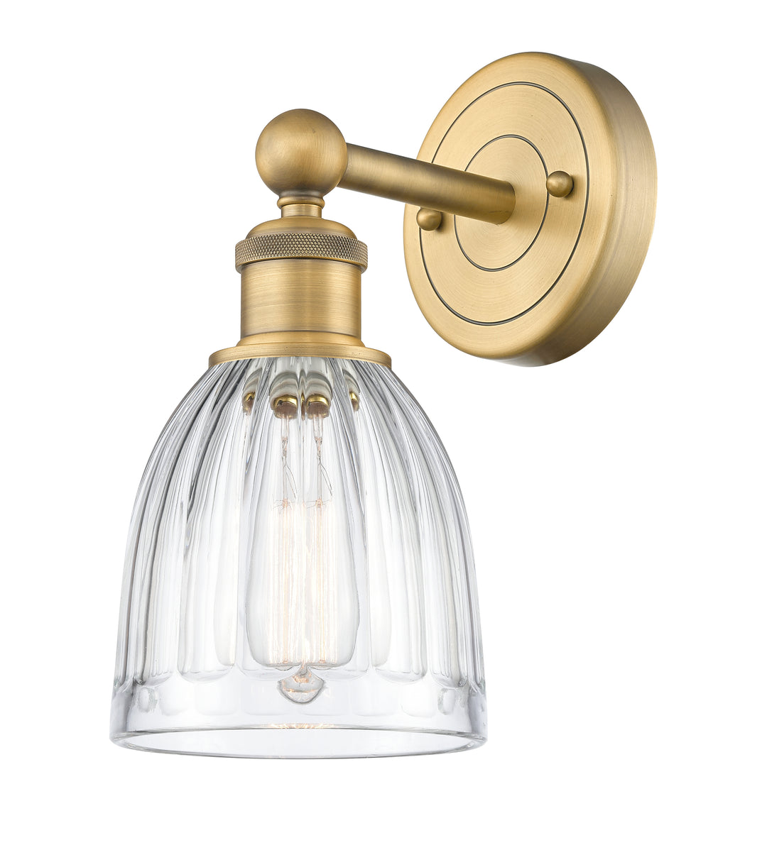 Innovations Lighting Brookfield 6" Sconce - Brushed Brass Wall Sconces Innovations Lighting Clear ; Glass Type: Transparent; Ribbed  