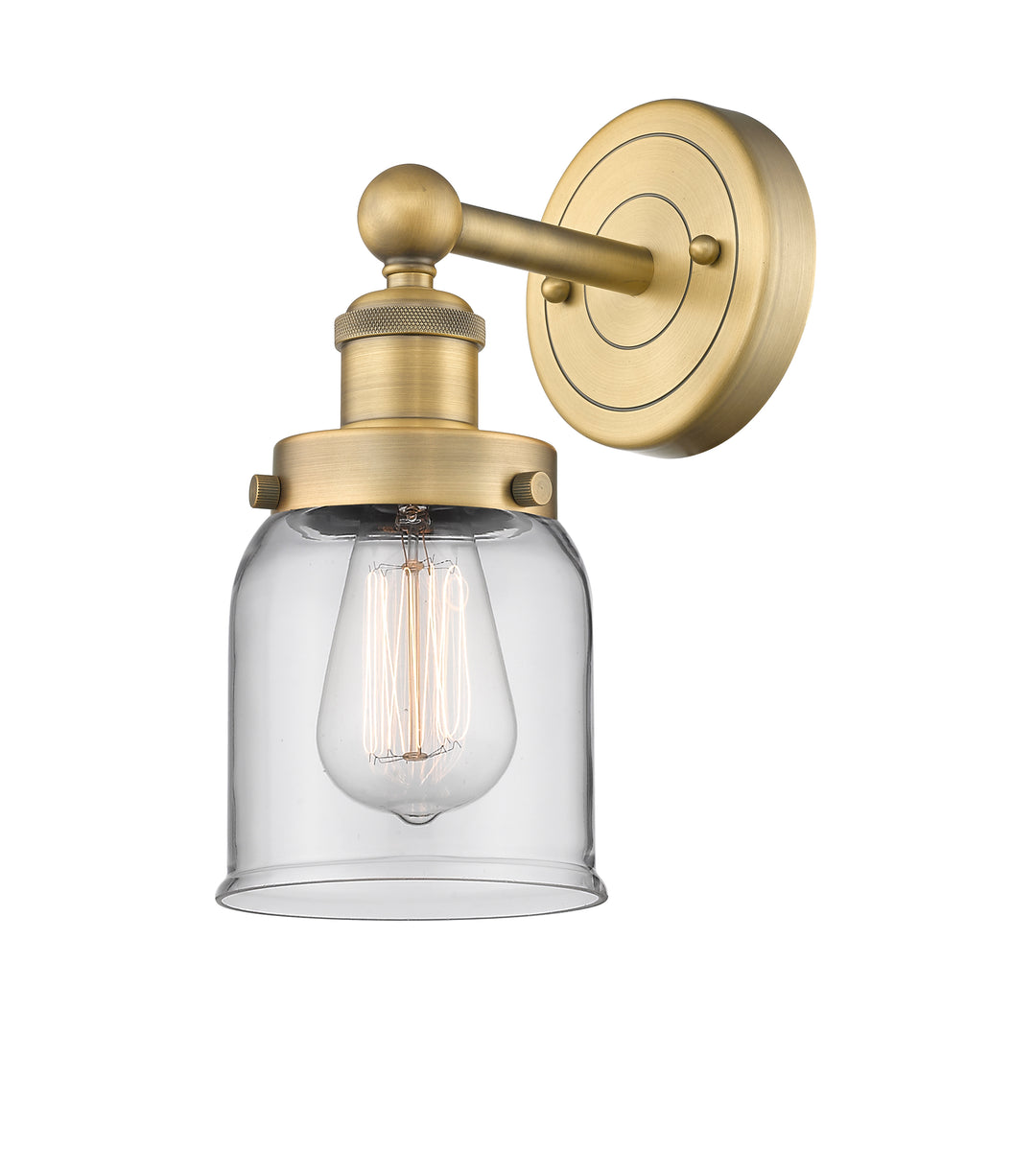 Innovations Lighting Bell 5" Sconce - Brushed Brass Wall Sconces Innovations Lighting Clear ; Glass Type: Transparent; Ribbed  