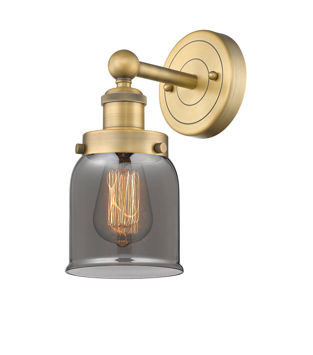 Innovations Lighting Bell 5" Sconce - Brushed Brass Wall Sconces Innovations Lighting Light Smoke ; Glass Type: Colorful  