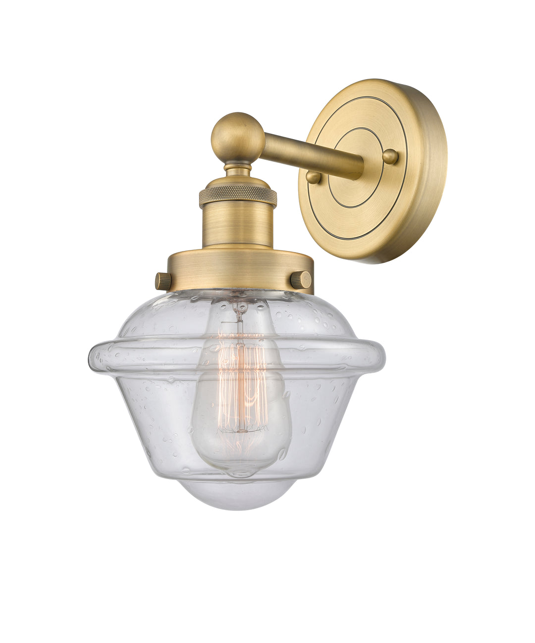 Innovations Lighting Oxford 7.5" Sconce - Brushed Brass Wall Sconces Innovations Lighting Seedy ; Glass Type: Seedy; Ribbed  