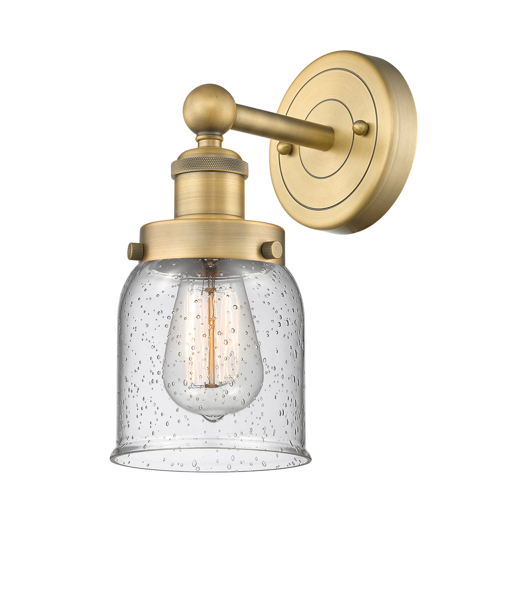 Innovations Lighting Bell 5" Sconce - Brushed Brass Wall Sconces Innovations Lighting Seedy ; Glass Type: Seedy; Ribbed  