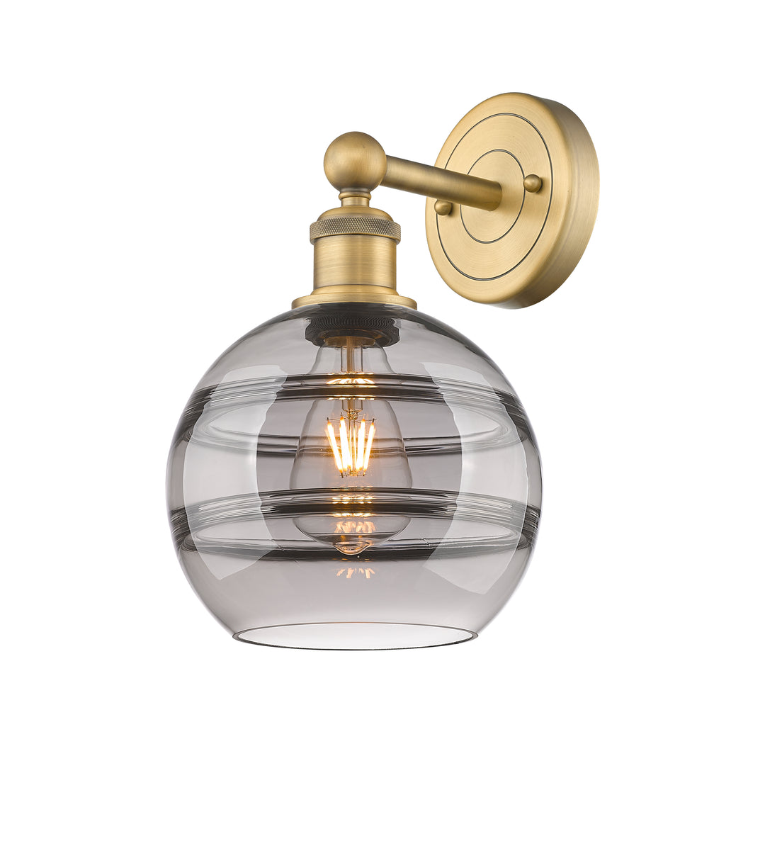 Innovations Lighting Rochester 8" Sconce - Brushed Brass Wall Sconces Innovations Lighting Light Smoke ; Glass Type: Smoked  