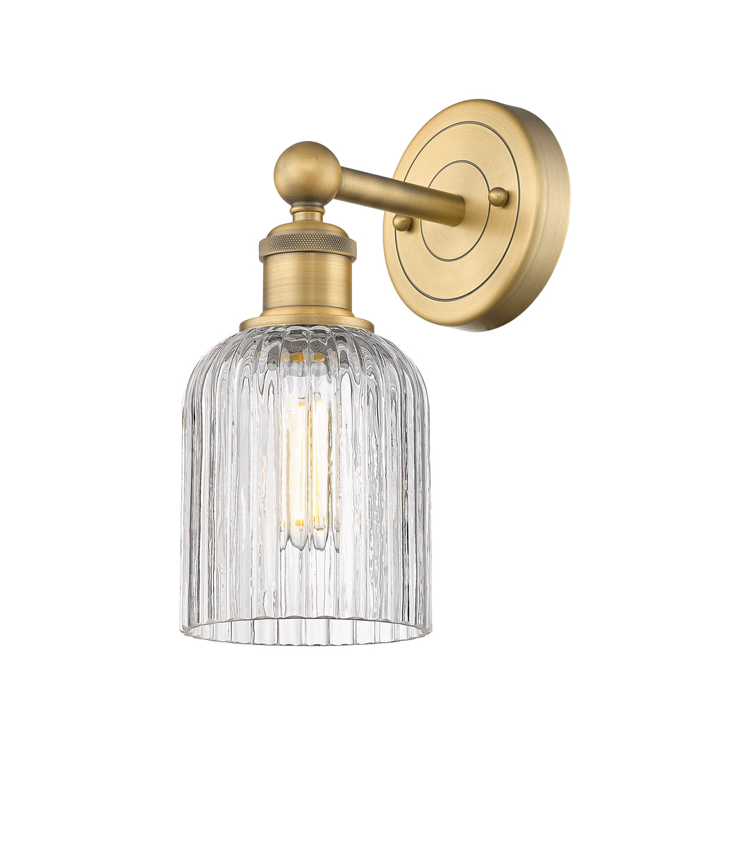 Innovations Lighting Bridal Veil 5" Sconce - Brushed Brass Wall Sconces Innovations Lighting Clear ; Glass Type: Clear; Ribbed  