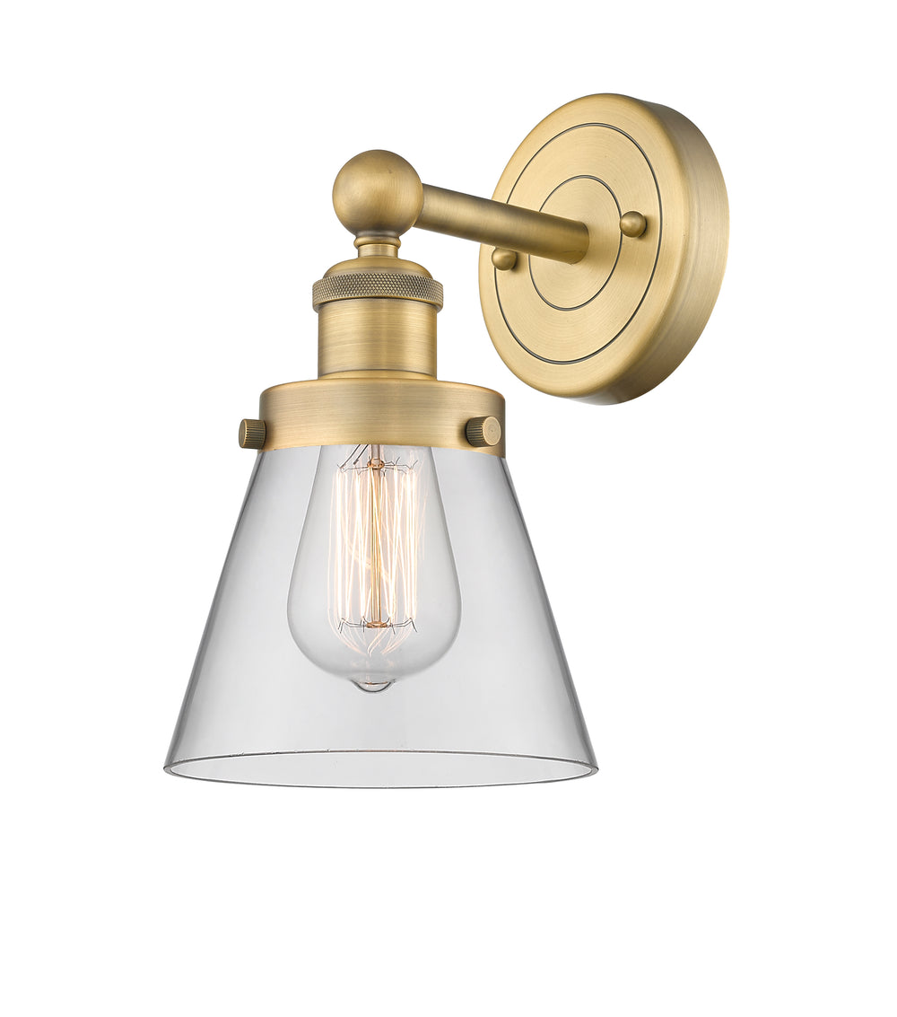 Innovations Lighting Cone 6" Sconce - Brushed Brass Wall Sconces Innovations Lighting Clear ; Glass Type: Transparent; Ribbed  