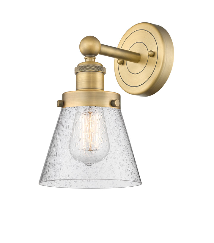 Innovations Lighting Cone 6" Sconce - Brushed Brass Wall Sconces Innovations Lighting Seedy ; Glass Type: Seedy; Ribbed  