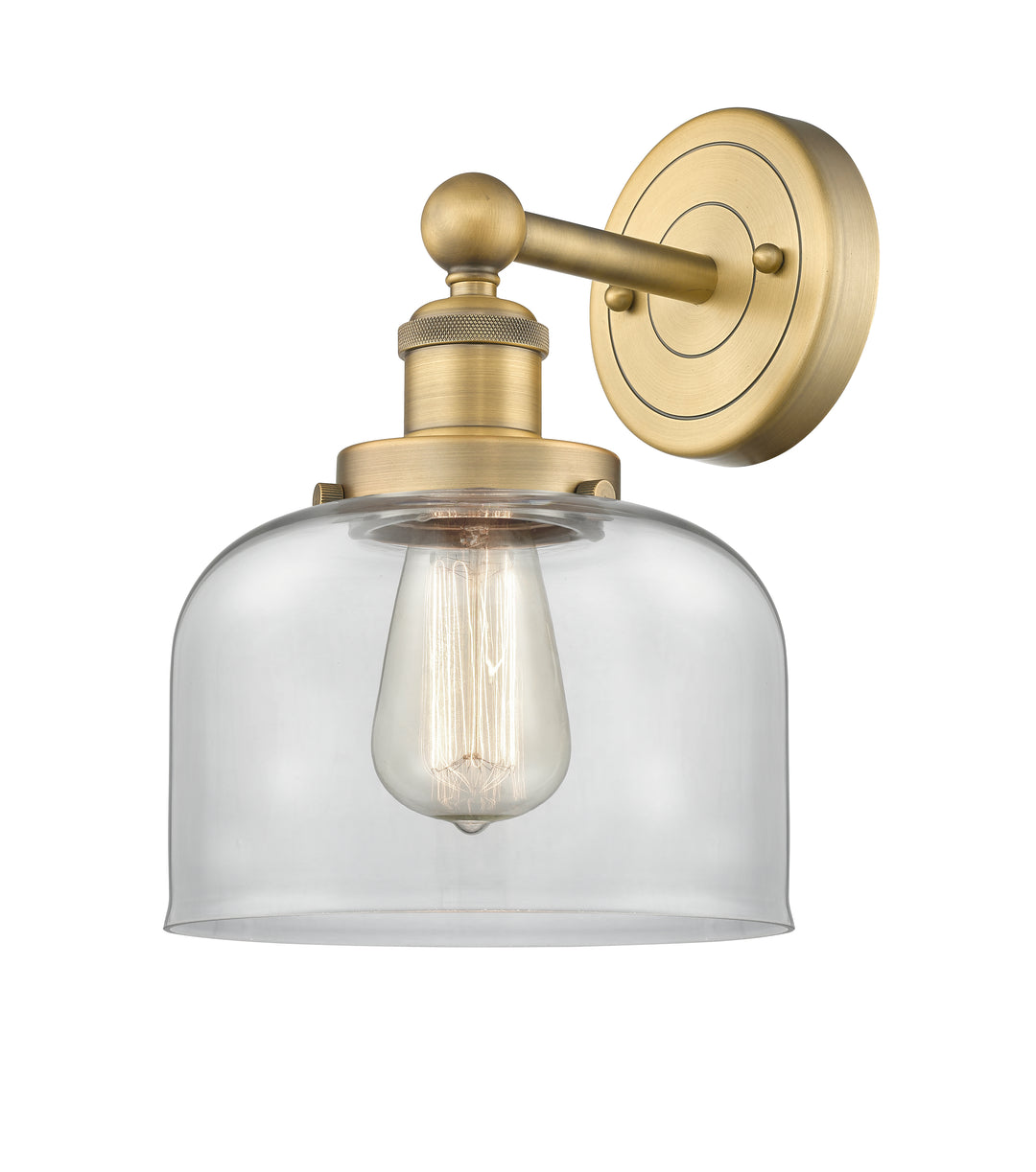 Innovations Lighting Bell 8" Sconce - Brushed Brass Wall Sconces Innovations Lighting Clear ; Glass Type: Transparent; Ribbed  