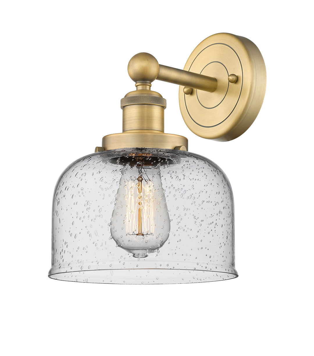 Innovations Lighting Bell 8" Sconce - Brushed Brass Wall Sconces Innovations Lighting Seedy ; Glass Type: Seedy; Ribbed  