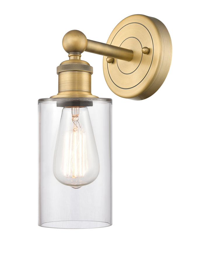 Innovations Lighting Clymer 4" Sconce - Brushed Brass Wall Sconces Innovations Lighting Clear ; Glass Type: Clear  