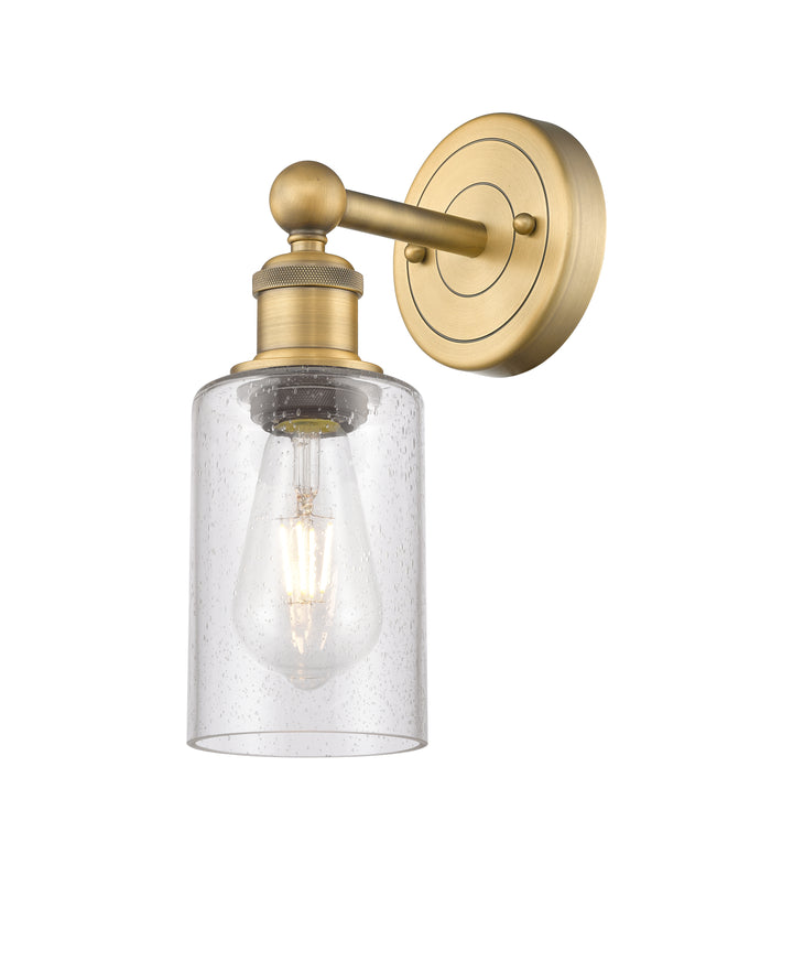 Innovations Lighting Clymer 4" Sconce - Brushed Brass Wall Sconces Innovations Lighting Seedy ; Glass Type: Transparent  