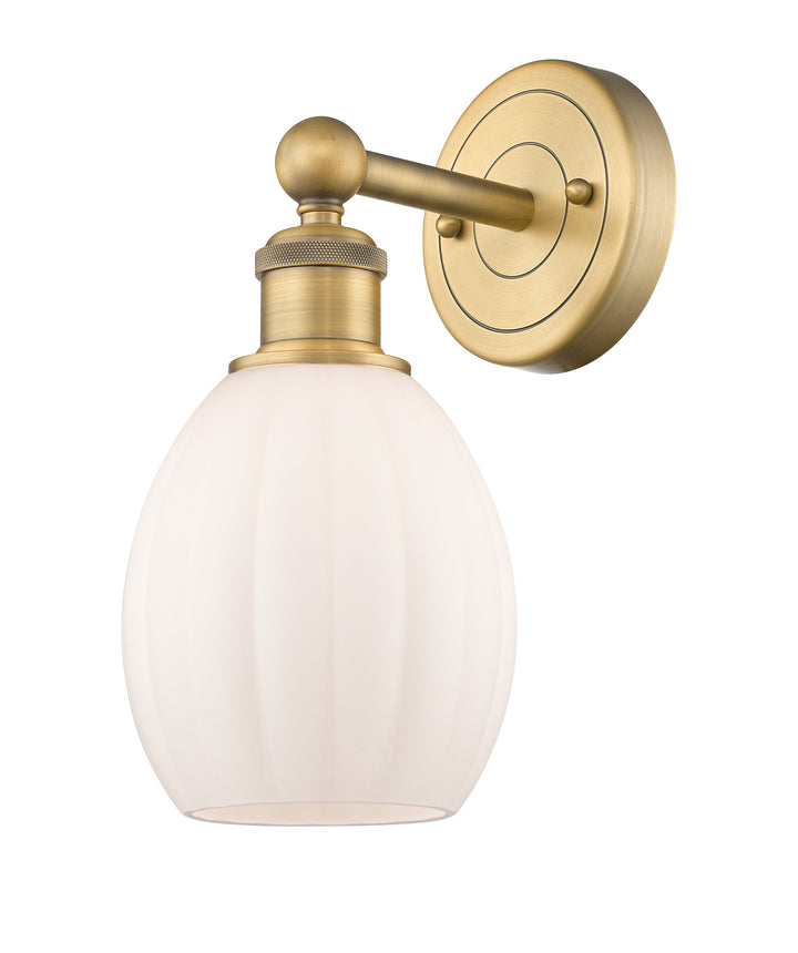 Innovations Lighting Eaton 5.5" Sconce - Brushed Brass Wall Sconces Innovations Lighting Matte White ; Glass Type: White; Ribbed  