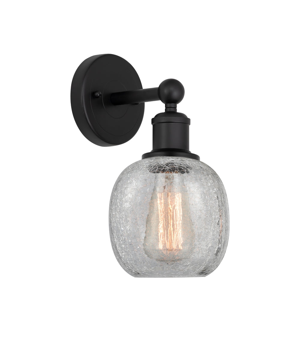 Innovations Lighting Belfast 6" Sconce - Matte Black Wall Sconces Innovations Lighting Clear Crackle ; Glass Type: Crackled  