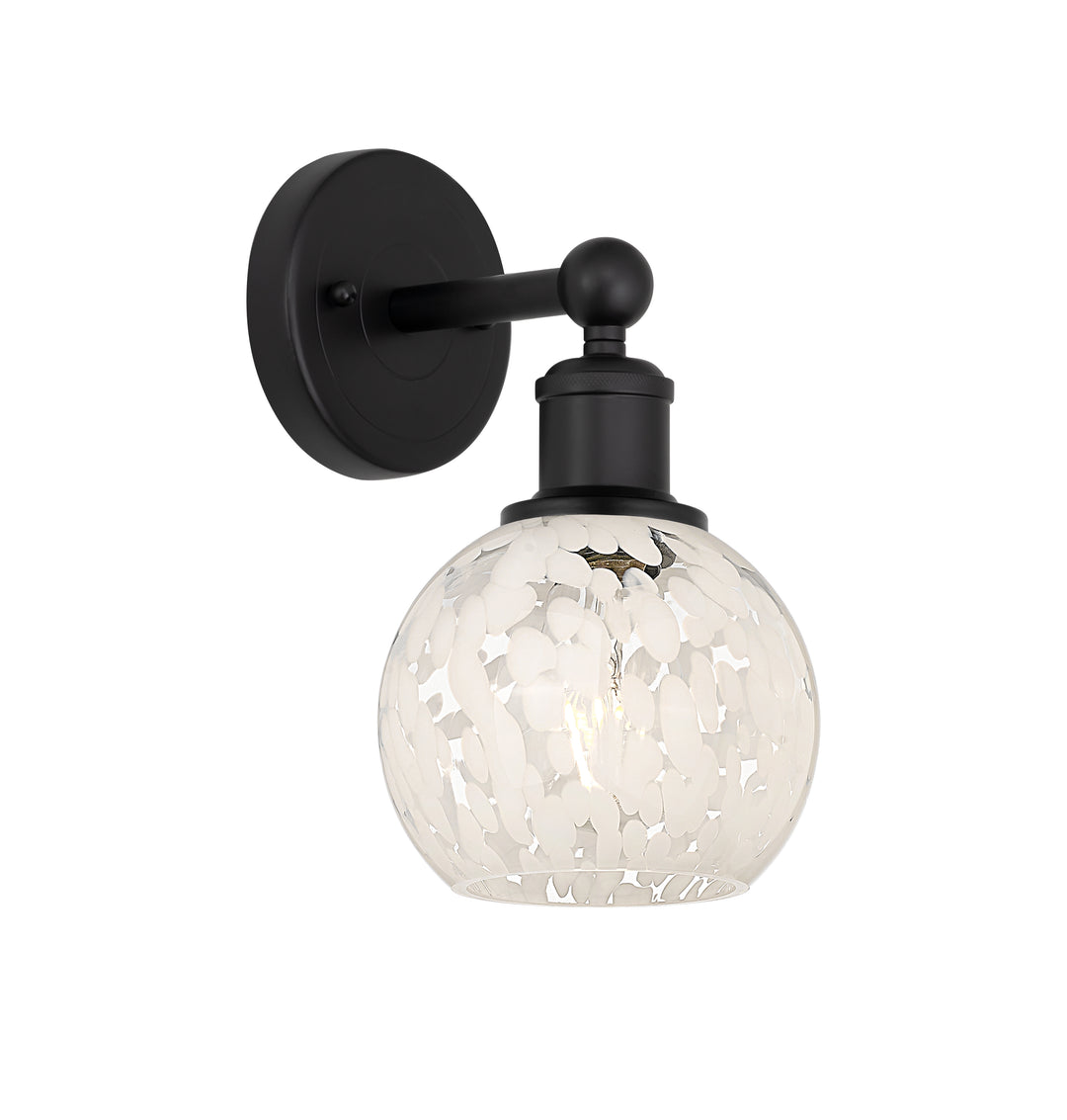 Innovations Lighting White Mouchette 6" Sconce - Matte Black Wall Sconces Innovations Lighting White Mouchette ; Glass Type: White  