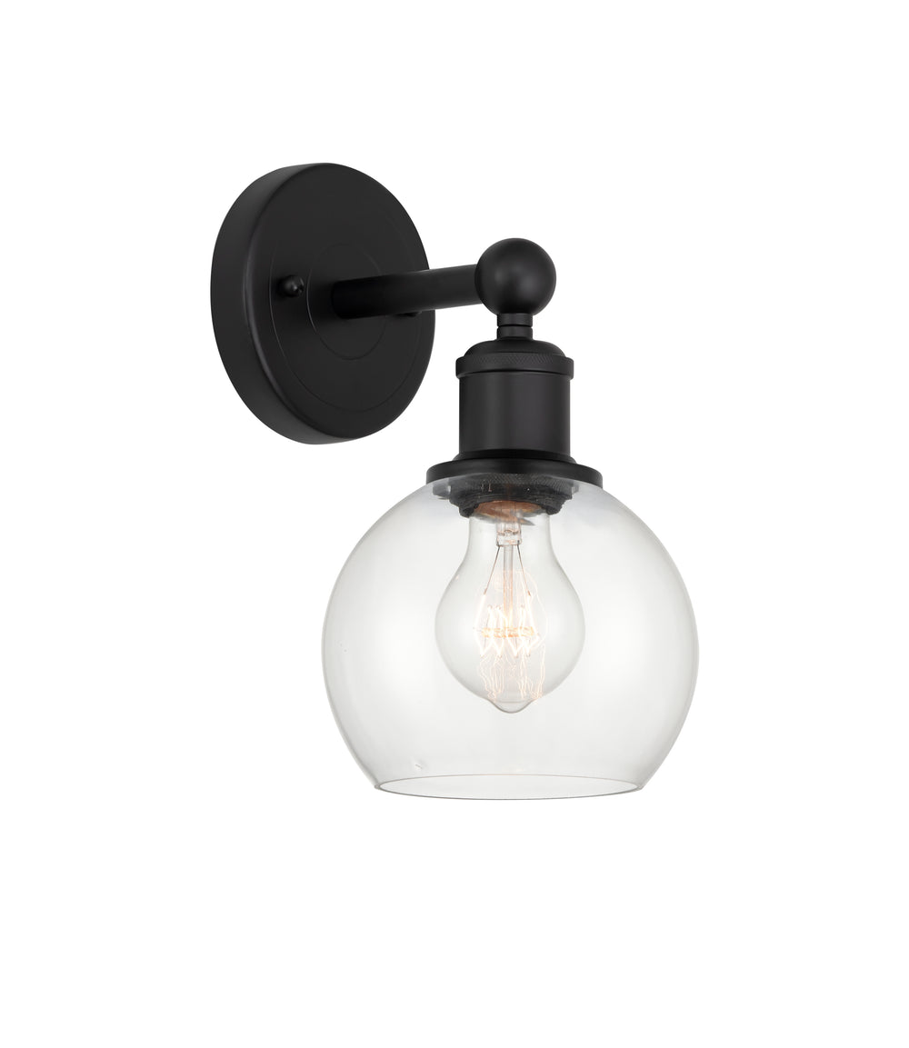 Innovations Lighting Athens 6" Sconce - Matte Black Wall Sconces Innovations Lighting Clear ; Glass Type: Transparent  