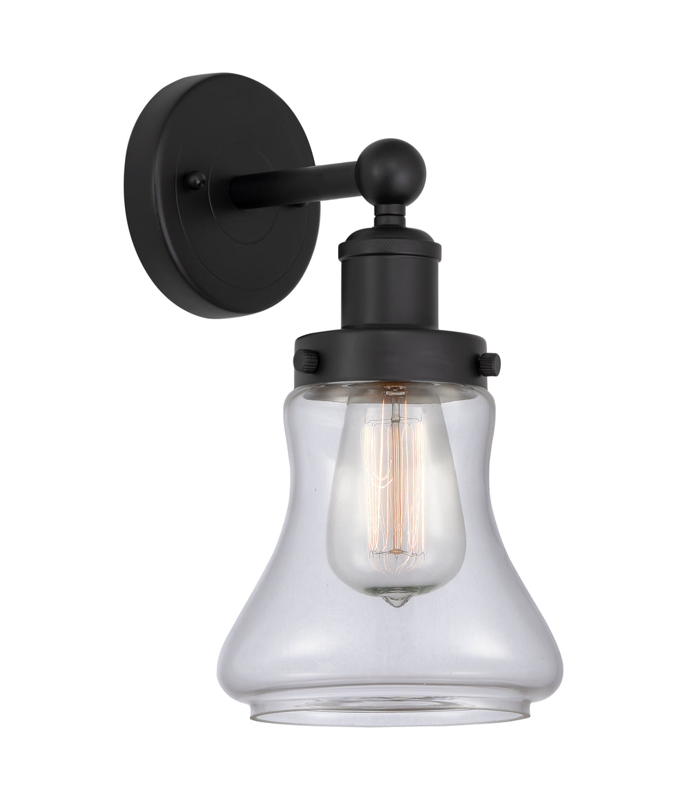 Innovations Lighting Bellmont 6" Sconce - Matte Black Wall Sconces Innovations Lighting Clear ; Glass Type: Transparent; Ribbed  