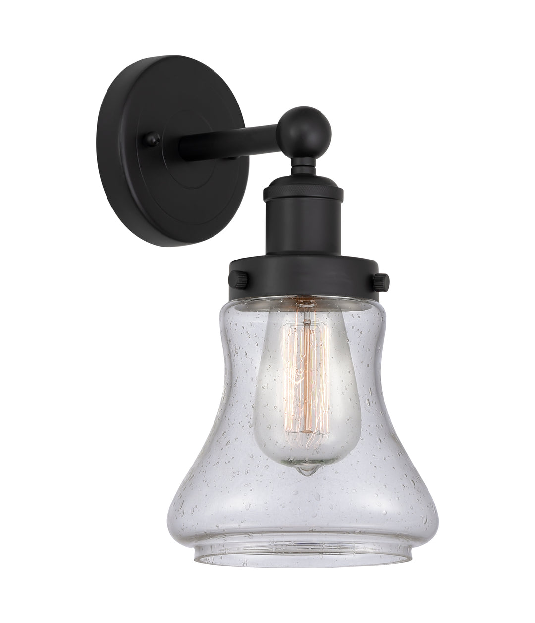 Innovations Lighting Bellmont 6" Sconce - Matte Black Wall Sconces Innovations Lighting Seedy ; Glass Type: Seedy; Ribbed  