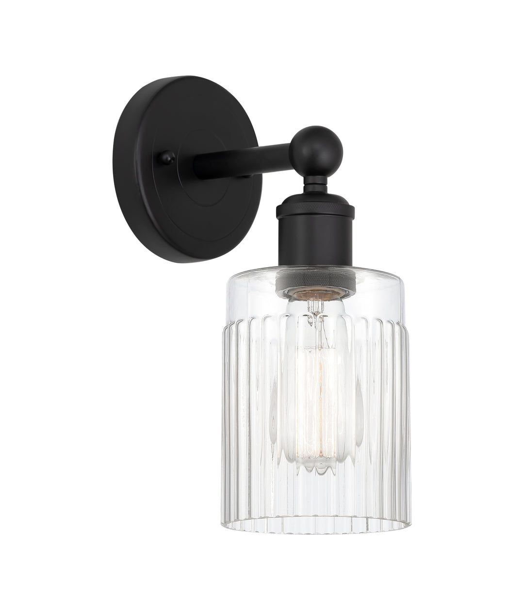 Innovations Lighting Hadley 5" Sconce - Matte Black Wall Sconces Innovations Lighting Clear ; Glass Type: Clear; Ribbed  