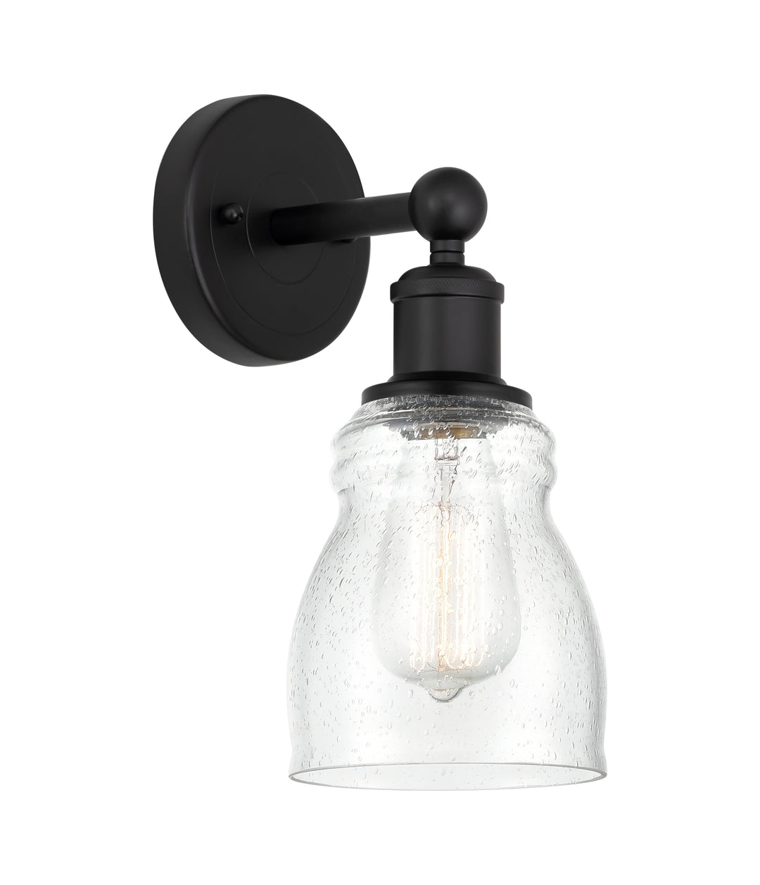 Innovations Lighting Ellery 5" Sconce - Matte Black Wall Sconces Innovations Lighting Seedy ; Glass Type: Seeded  