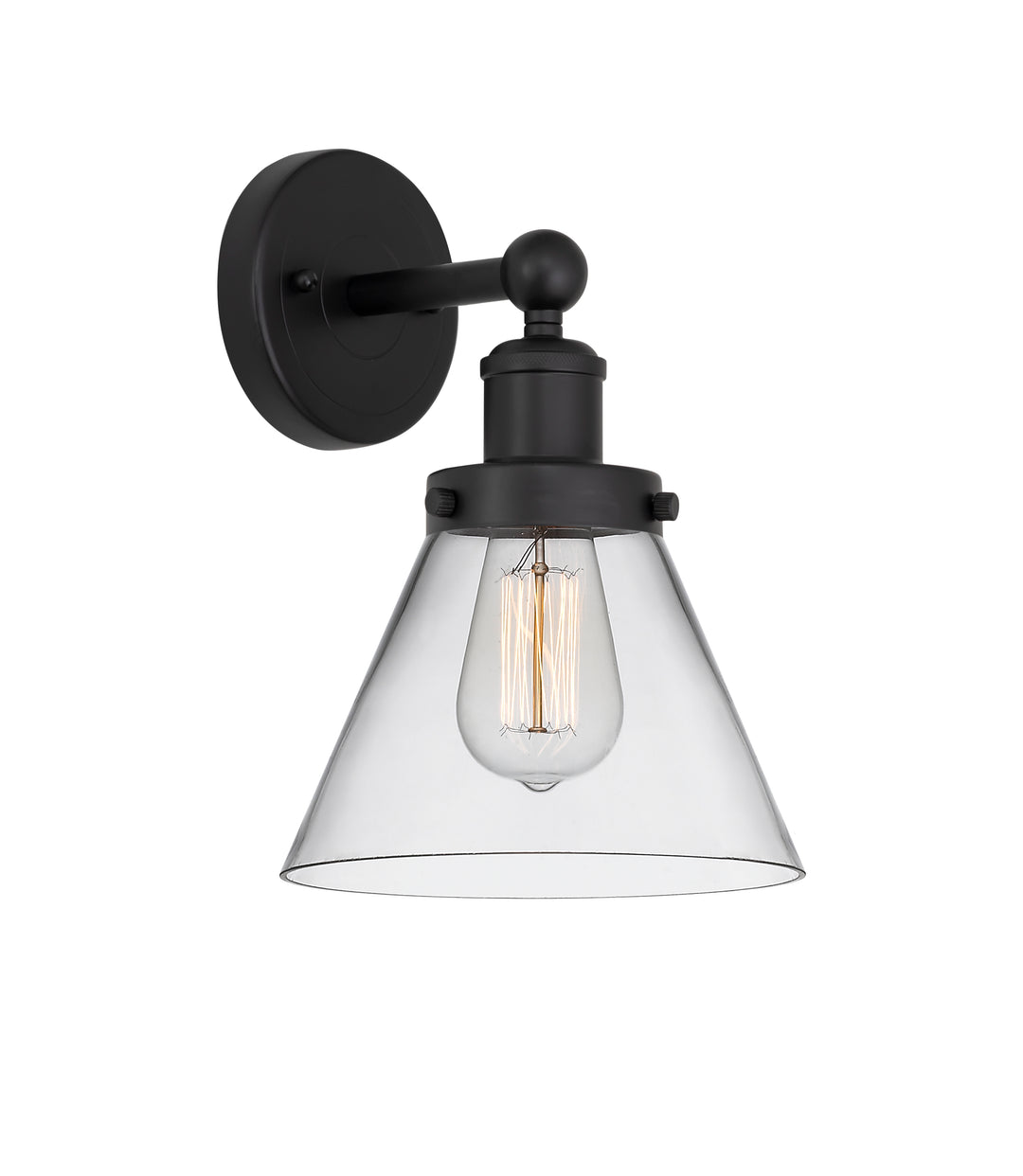 Innovations Lighting Cone 8" Sconce - Matte Black Wall Sconces Innovations Lighting Clear ; Glass Type: Transparent  