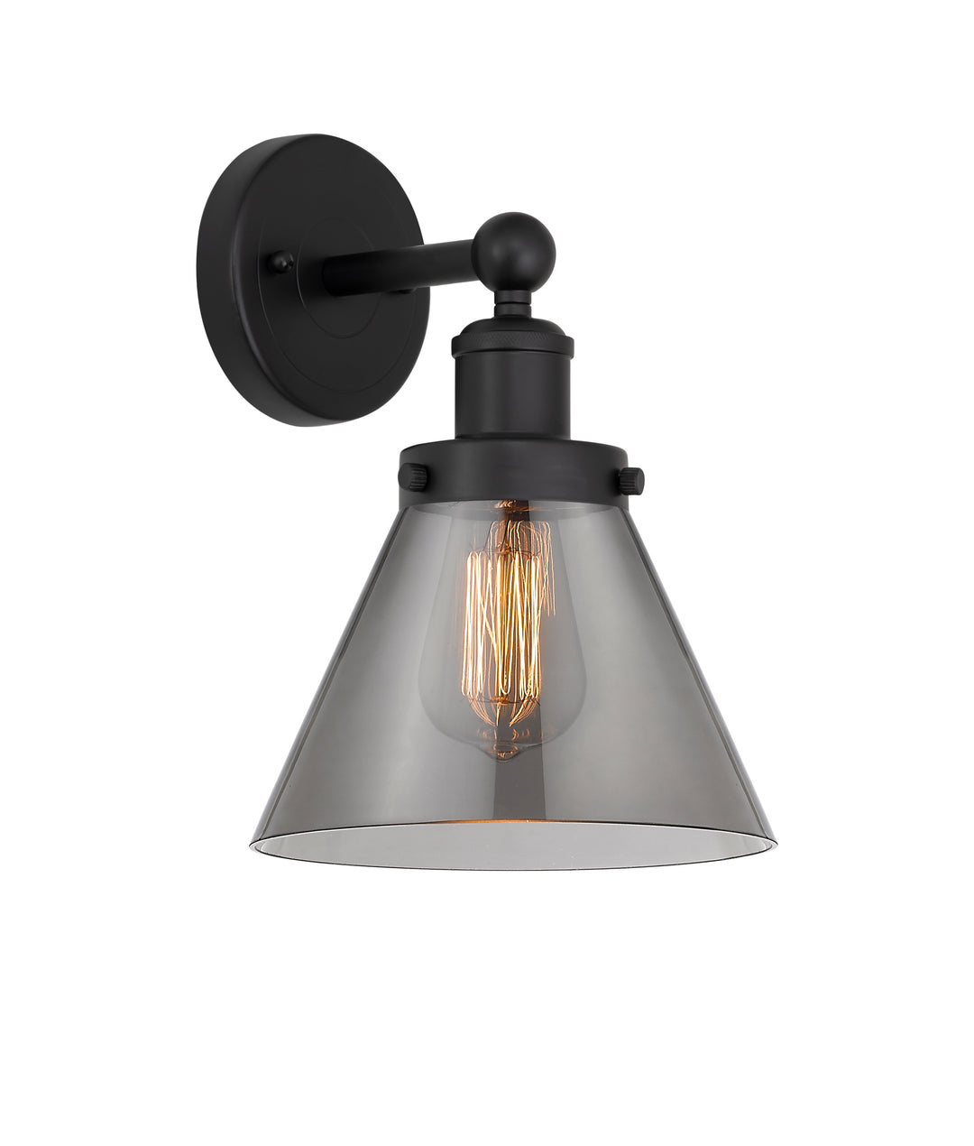 Innovations Lighting Cone 8" Sconce - Matte Black Wall Sconces Innovations Lighting Light Smoke ; Glass Type: Colorful  