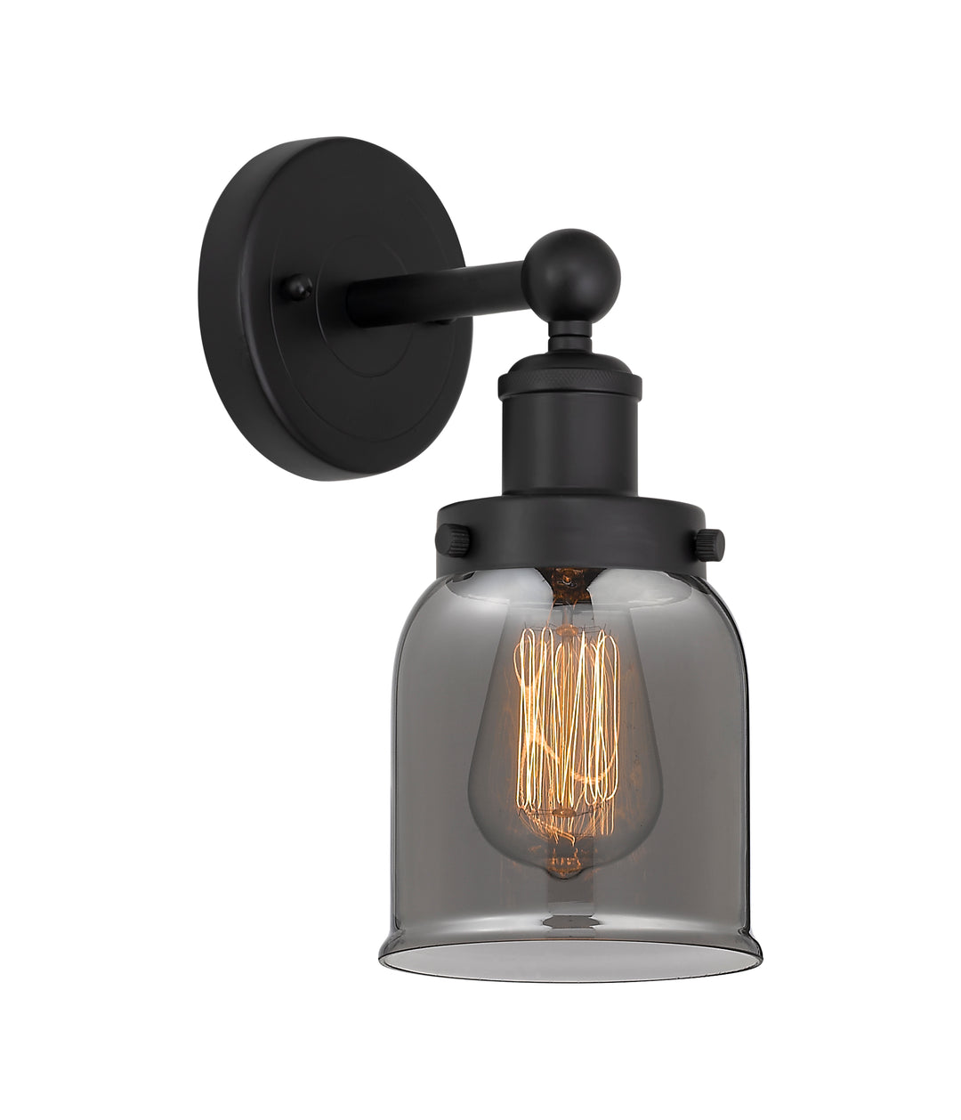 Innovations Lighting Bell 5" Sconce - Matte Black Wall Sconces Innovations Lighting Light Smoke ; Glass Type: Colorful  