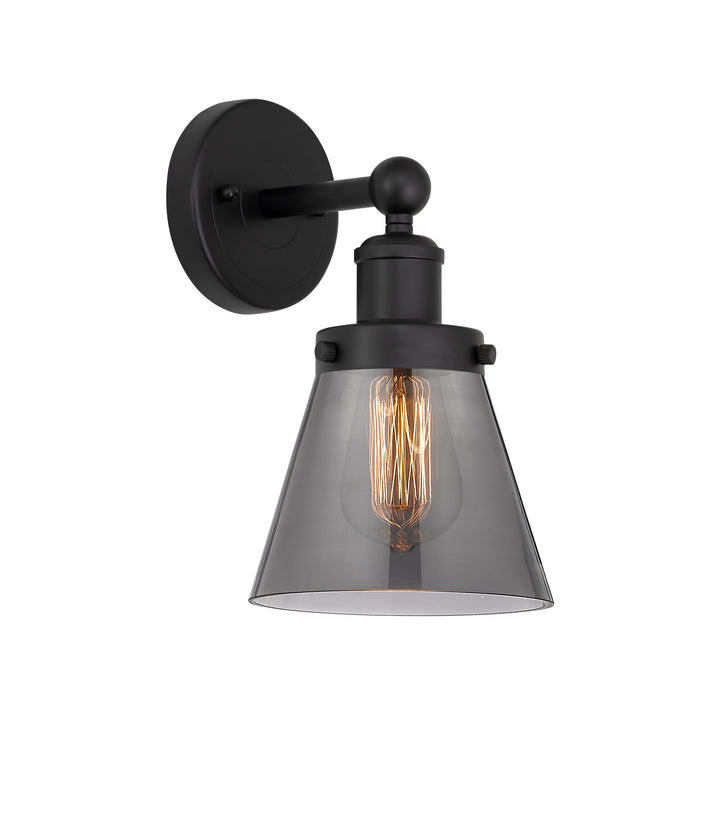 Innovations Lighting Cone 6" Sconce - Matte Black Wall Sconces Innovations Lighting Light Smoke ; Glass Type: Colorful  