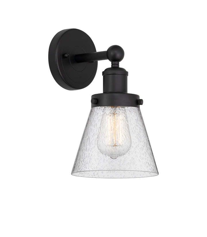 Innovations Lighting Cone 6" Sconce - Matte Black Wall Sconces Innovations Lighting Seedy ; Glass Type: Seedy; Ribbed  