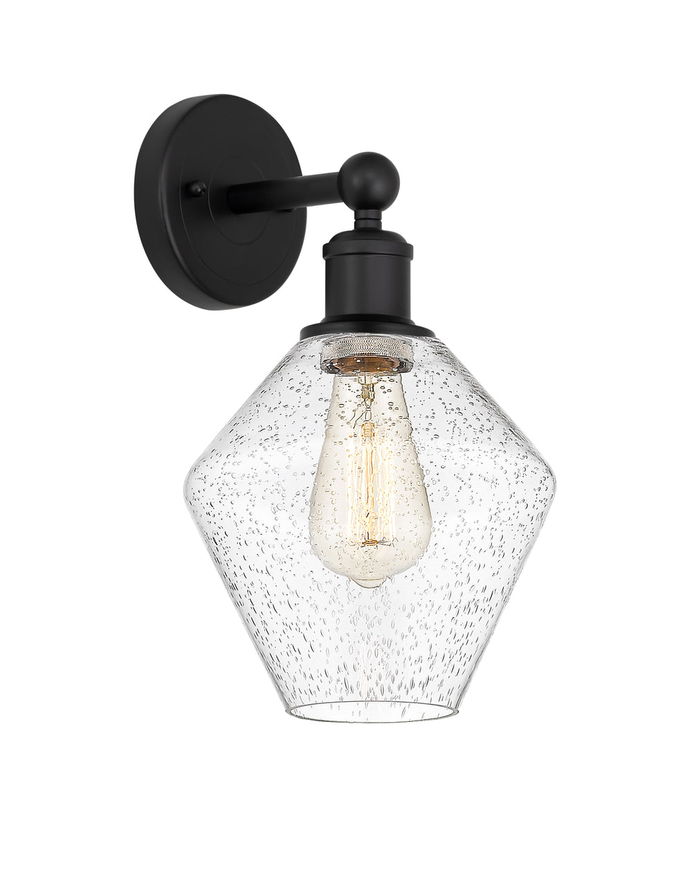 Innovations Lighting Cindyrella 8" Sconce - Matte Black Wall Sconces Innovations Lighting Seedy ; Glass Type: Seeded  