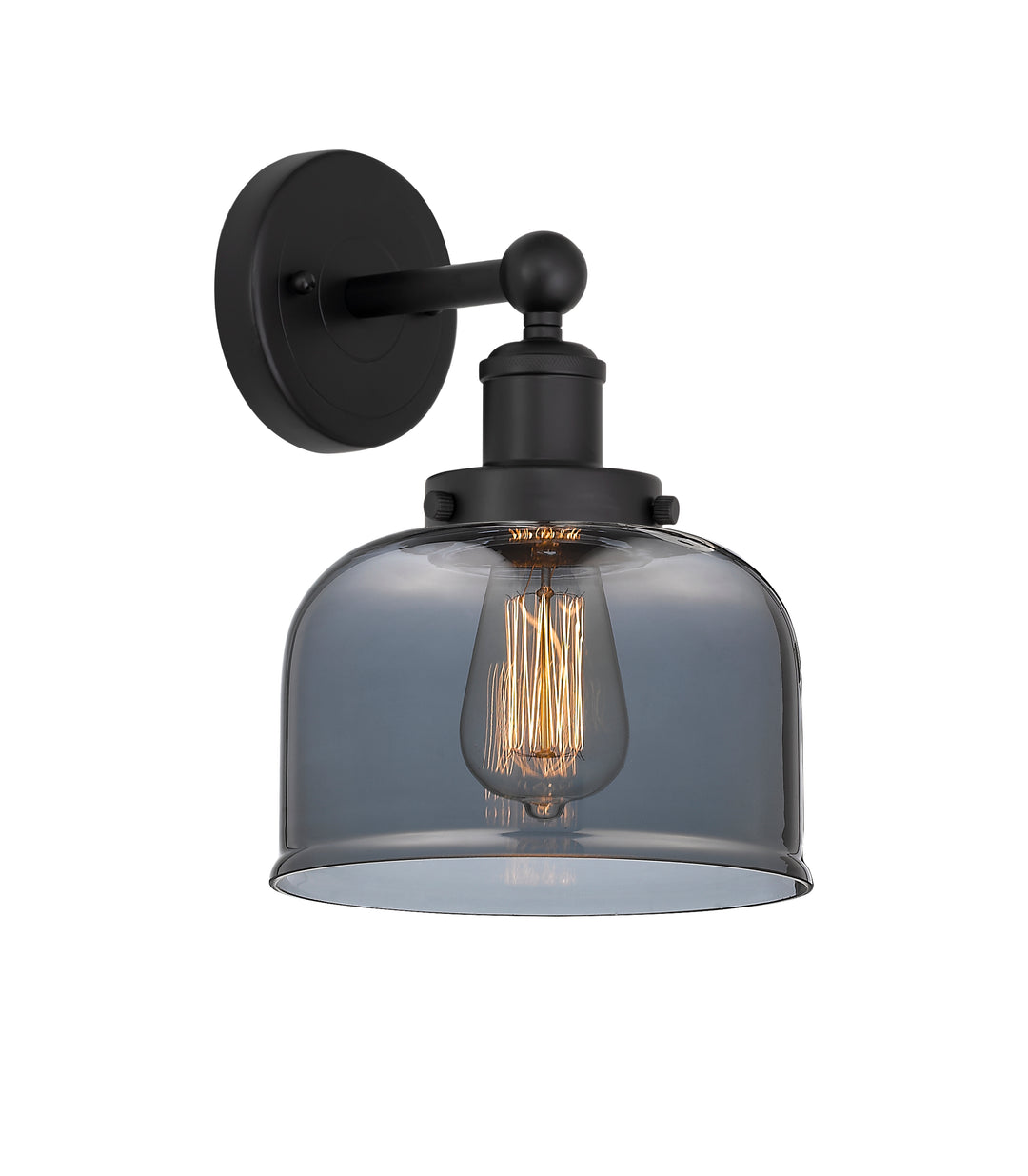 Innovations Lighting Bell 8" Sconce - Matte Black Wall Sconces Innovations Lighting Light Smoke ; Glass Type: Colorful  