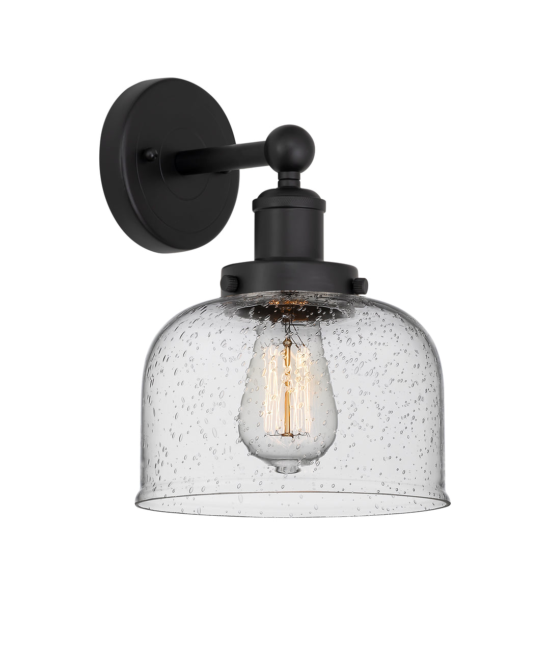 Innovations Lighting Bell 8" Sconce - Matte Black Wall Sconces Innovations Lighting Seedy ; Glass Type: Seedy; Ribbed  