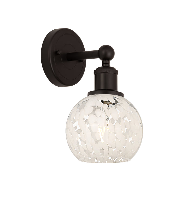 Innovations Lighting White Mouchette 6" Sconce - Oil Rubbed Bronze Wall Sconces Innovations Lighting White Mouchette ; Glass Type: White  