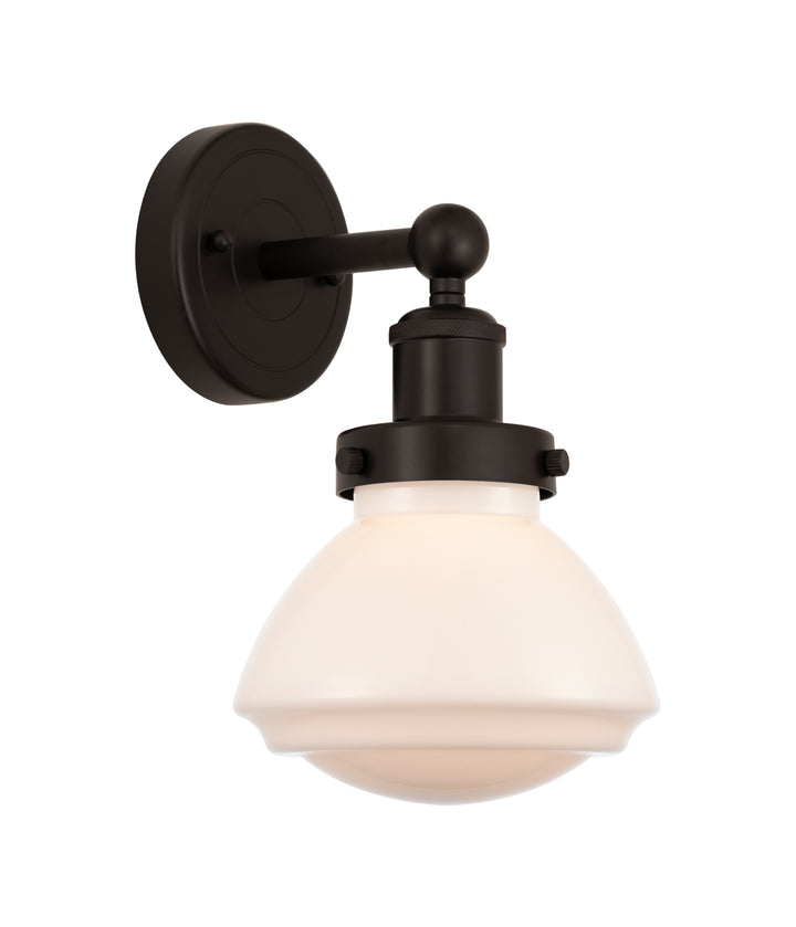 Innovations Lighting Olean 6.75" Sconce - Oil Rubbed Bronze Wall Sconces Innovations Lighting Matte White ; Glass Type: Frosted; Ribbed  