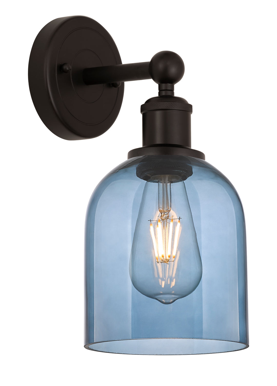 Innovations Lighting Bella 6" Sconce - Oil Rubbed Bronze Wall Sconces Innovations Lighting Blue  ; Glass Type: Blue  