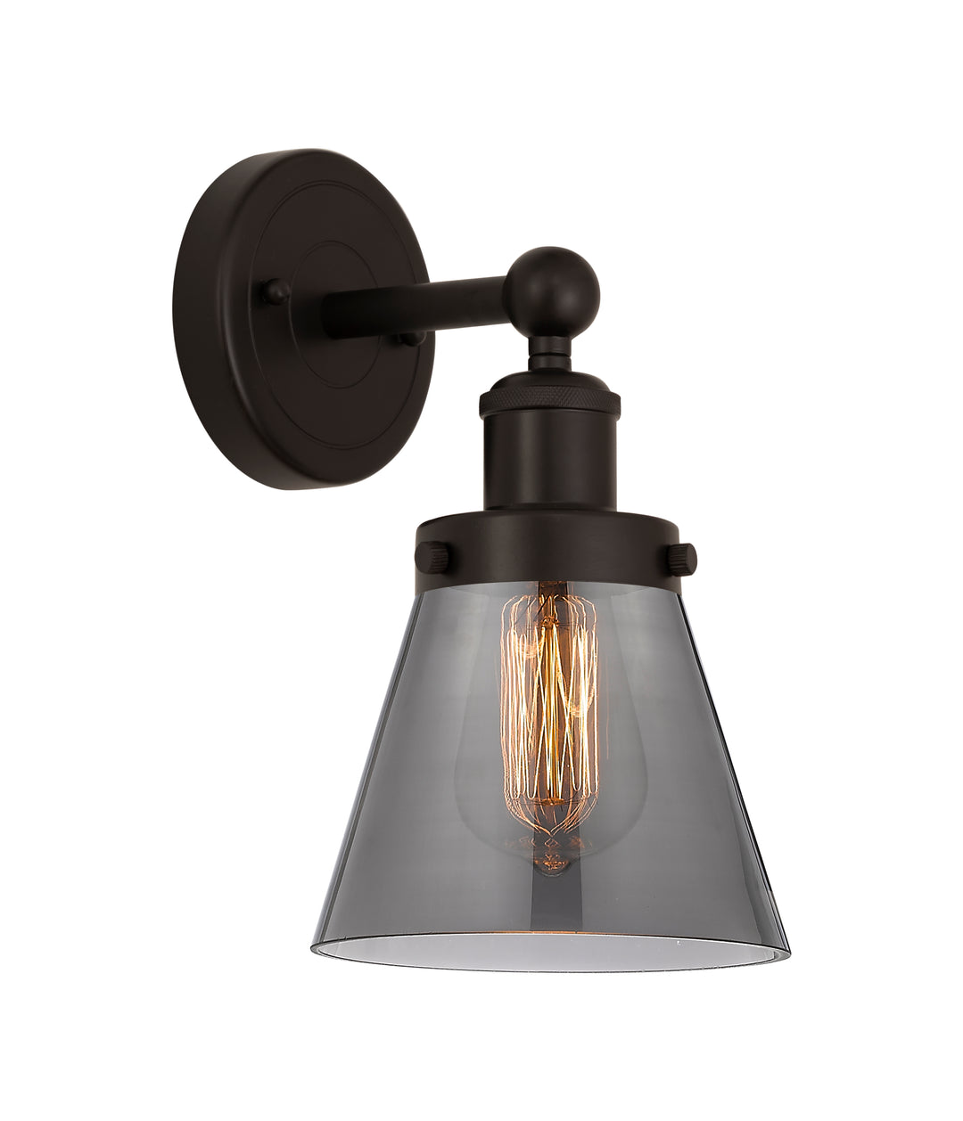 Innovations Lighting Cone 6" Sconce - Oil Rubbed Bronze Wall Sconces Innovations Lighting Light Smoke ; Glass Type: Colorful  