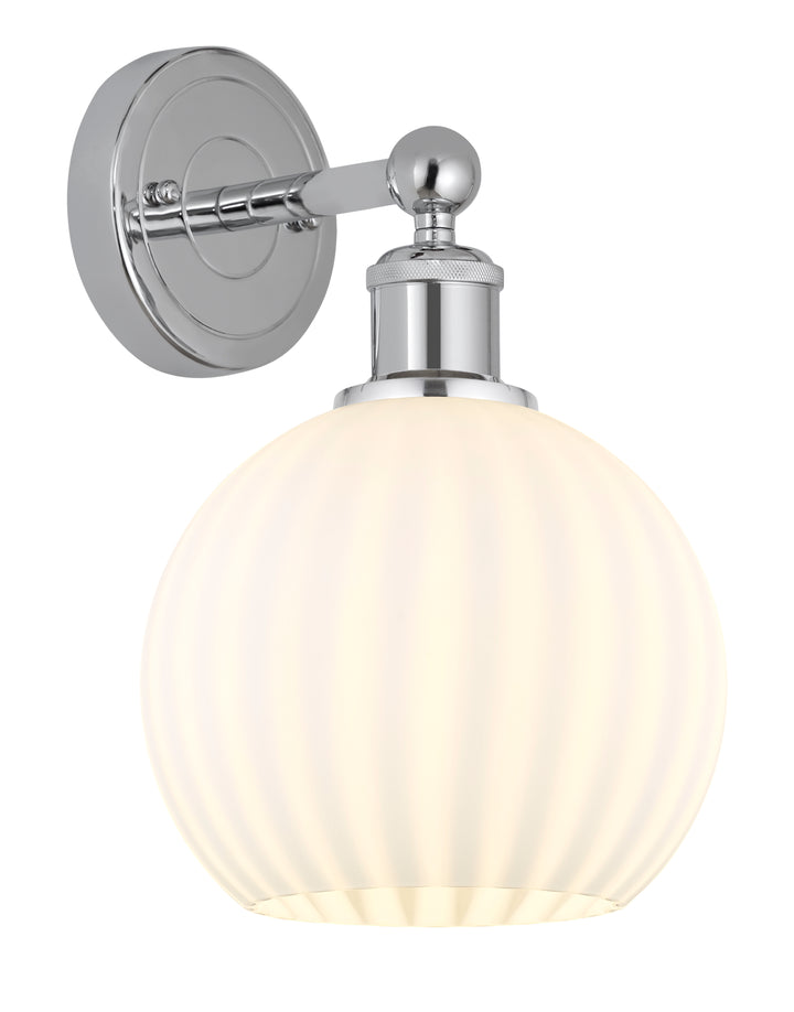 Innovations Lighting White Venetian 8" Sconce - Polished Chrome