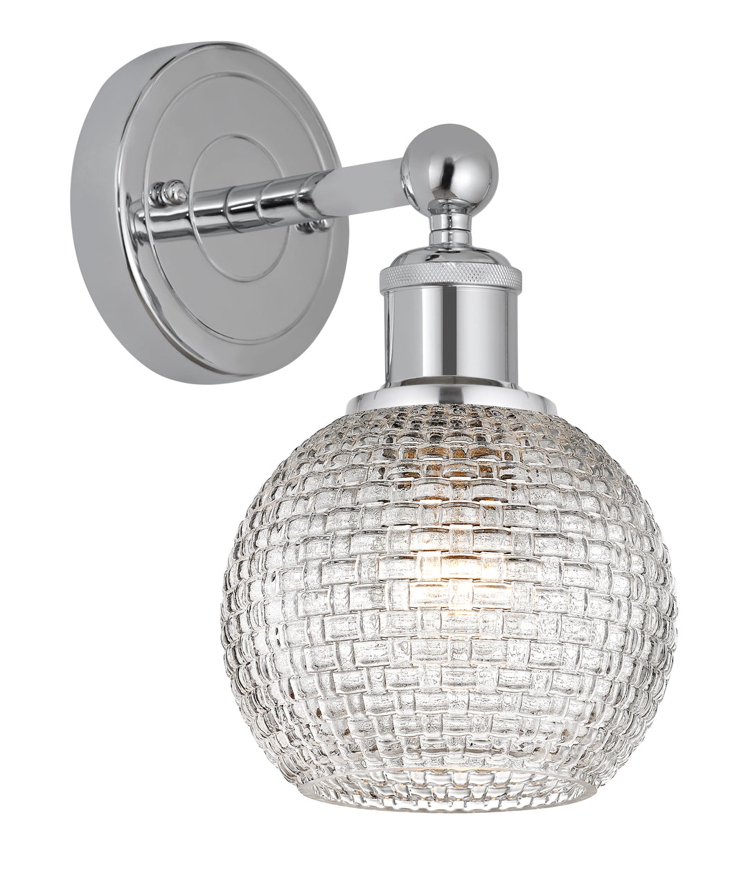 Innovations Lighting Athens 6" Sconce - Polished Chrome Wall Sconces Innovations Lighting Clear Basket Weave ; Glass Type: Transparent  