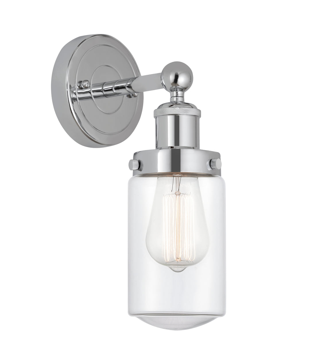 Innovations Lighting Dover 4.5" Sconce - Polished Chrome Wall Sconces Innovations Lighting Clear ; Glass Type: Transparent; Ribbed  